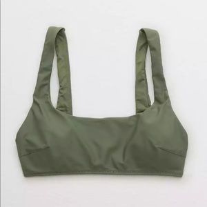 👙AERIE WIDE STRAP SCOOP BIKINI TOP OLIVE GREEN👙